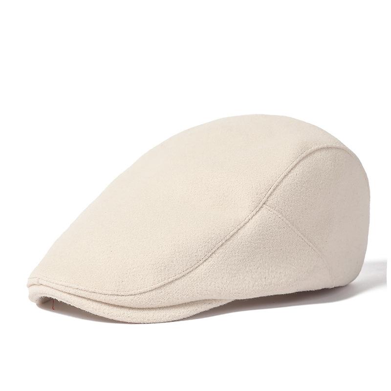 

Однотонная шапка с утиным язычком, зимняя теплая кепка, утолщенный теплый берет, женская ретро-шляпа M（56-58cm） белый