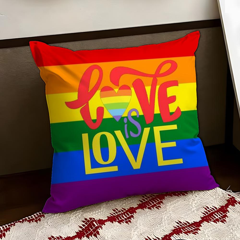 Homosexual Rainbow Flag Cushion Cover Reversible Soft Durable Pillow Cover Home Car MultiScene Use for Daily Comfort