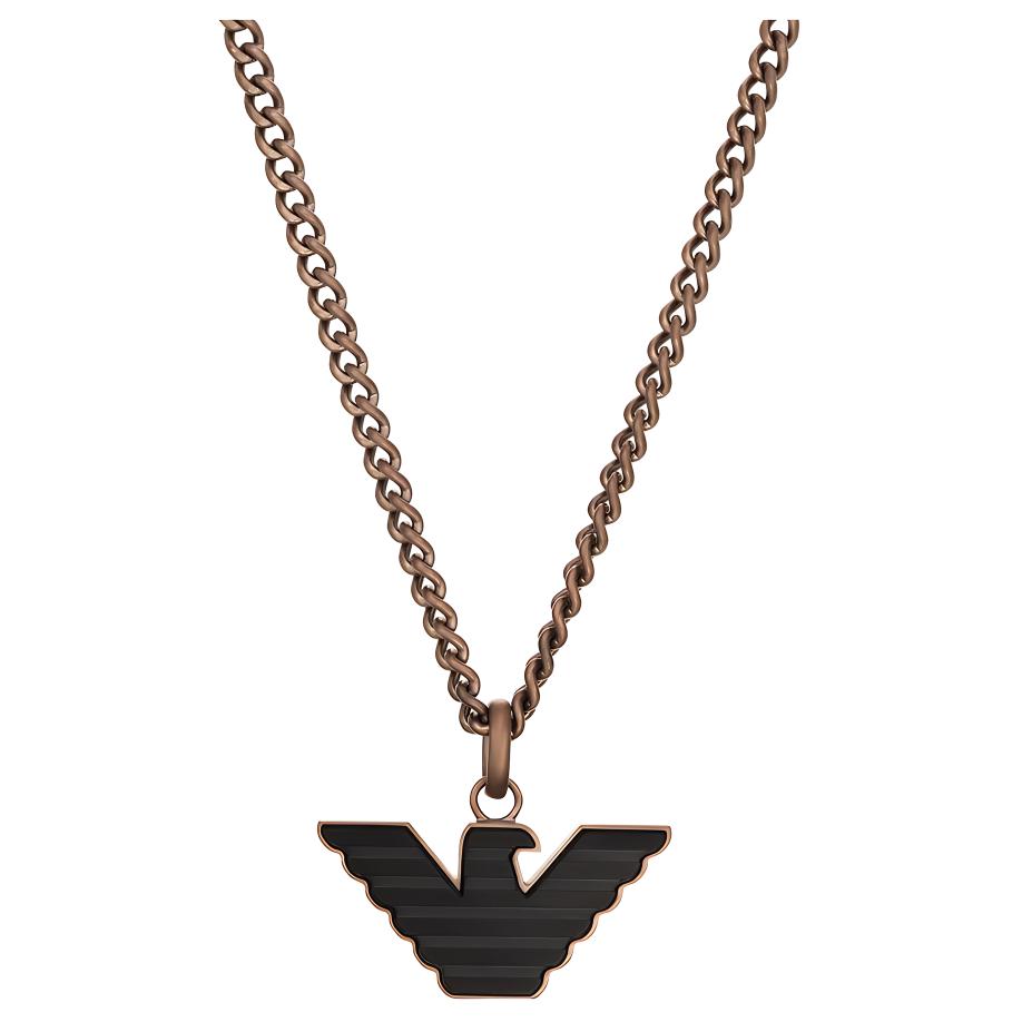 

Emporio Armani Bronze Cuban Link Black Eagle Pendant Necklace Men necklace EGS2935200 Basic Packaging-Box
