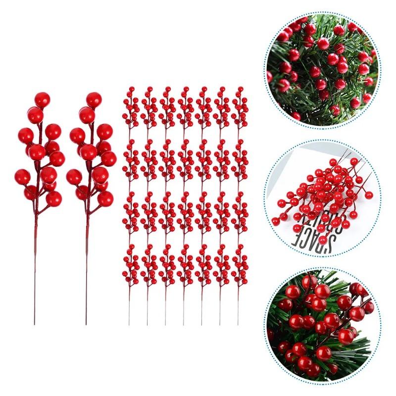 1PCS Christmas Red Berries Ornament Artificial Foam Berry Flower Branches DIY Wreath Xmas Tree Wedding Party Home Decoration