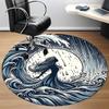 1pc Ocean Waves Office Round Area Rug, Indoor Mat Suitable For Office, Under Office Chairs Bedroom Living Room Home Decor234