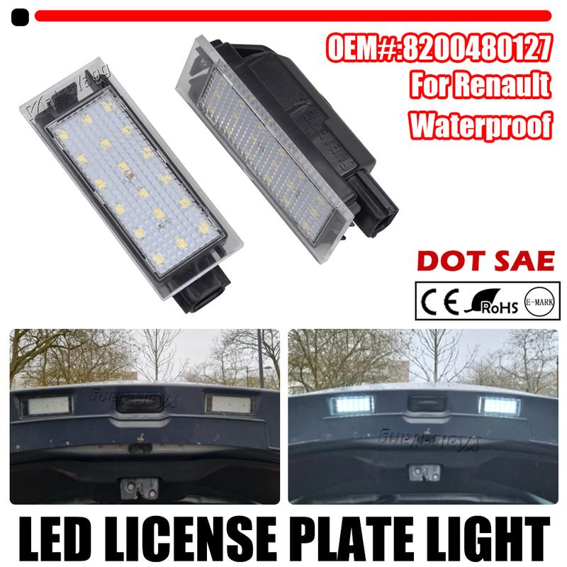 2x LED License Number Plate Light For Renault Twingo II Clio 3 Trafic III Megane 2 Laguna Vel Satis Espace 8200480127 Taillights