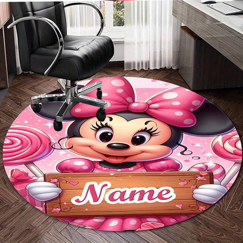 Personalized M-Minnie Round Chair Office Rug - Perfect for Mat, Office Chair & More - Ideal Gift for Birthdays and Holidays