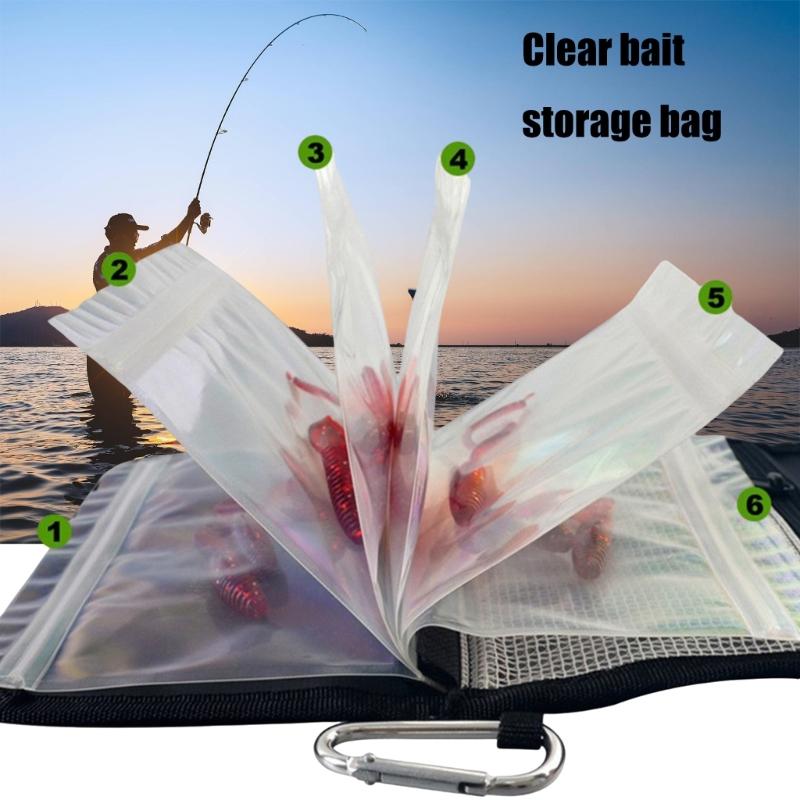 Waterproof Fishing Baits Bag Fishing Leader Tackle Wallet Bag with Carabiner Baits Wallet Case Fishing Lures Carry Bag