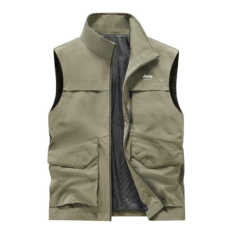 New Outdoor Vest Men's Multi-pocket Loose Vest Workwear Casual Jacket Vest for Young and Middle-aged People