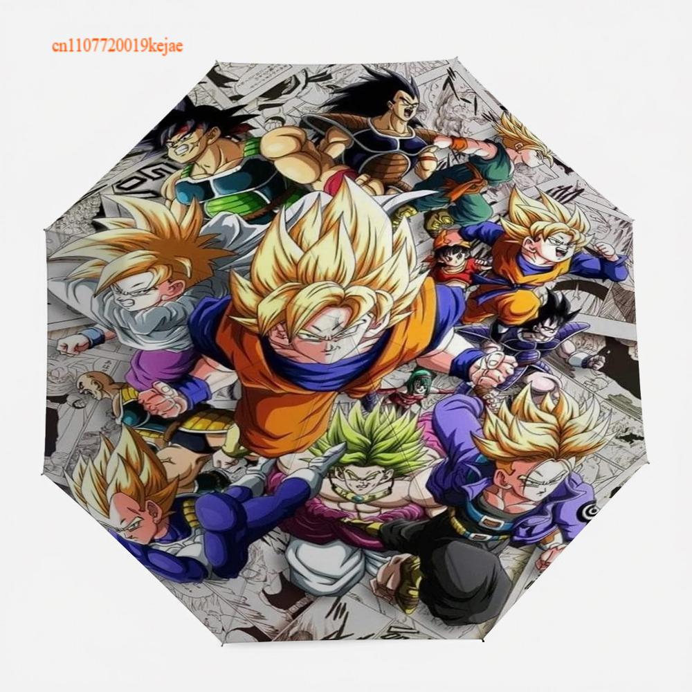 Anime Dragon Ball Vegeta Umbrella, Classic Manga Battle Scene Collage, Compact Folding Umbrella, for Cosplay & Daily Use