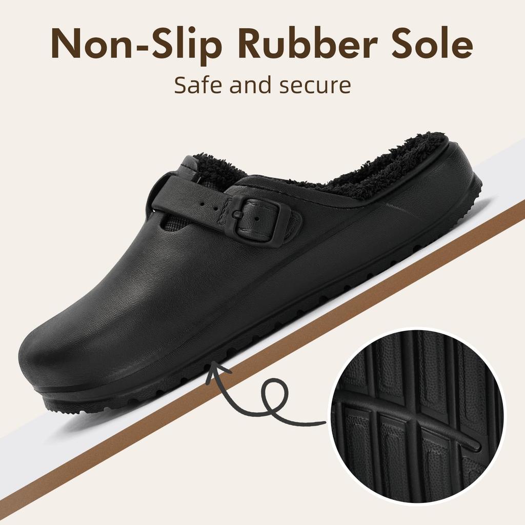 Fashion Womens Clogs Winter Mules Slip on Nurse Shoes Work Garden Slippers with Cotton Lined New Outdoor and Indoor Soft Cotton Shoes