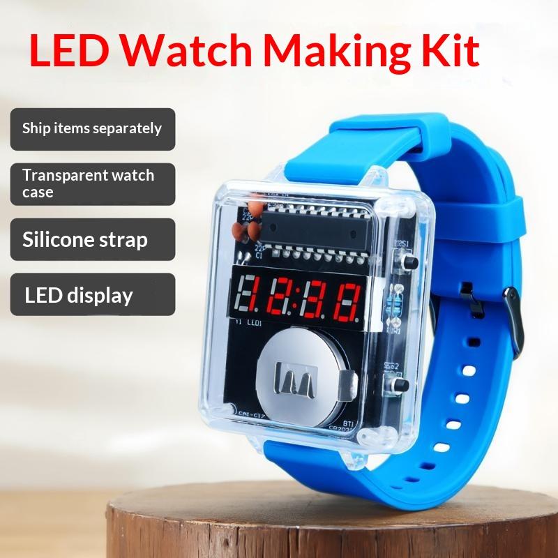 Kit Orologio Elettronico Fai da Te 028 Tubo Digitale LED Creativo Saldatura Microcontrollore Orologio Con Cassa Cinturino in Silicone