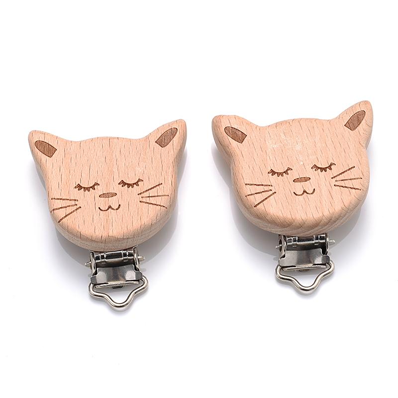 5Pcs/Lot New Arrival Lovely Wooden Pacifier Clip Natural Beech Wood Accessories for Baby Handmade Dummy Clips Pacifier Chain