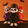 3D Printed Skull Decor Cool Skeleton Figurines, Gothic Small Statue, Halloween Desktop Ornament Spooky Collectible for Home Office Desk Shelf