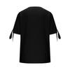 Womens V Neck Short Sleeve Blouse with Button and Tie Sleeve Casual Loose Fit Top for Daily Wear Office School