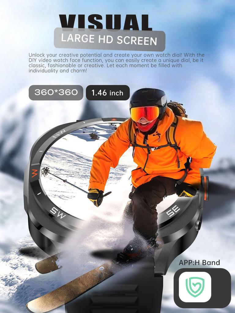 SACOSDING Men's GPS Smart Watch Built-in GPS Compass Altitude BP DIY Video Album GPS Sports Watch For Android IOS