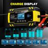 Smart Car Battery Charger for 12V 4A / 24V 8A Truck Motocycle RVs Boat AGM Gel Lead Acid Batteries with Pulse Repair LCD