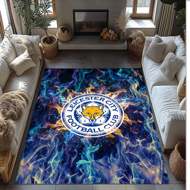 Tappeto in Velluto di Cristallo con Stampa del Leicester City Football, Comodo Assorbente d'Acqua Antiscivolo Tappeto per Pavimenti Interni