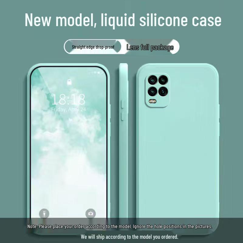 Compatible with Xiaomi 10 Youth Edition: Solid Color Liquid Silicone Full Coverage Soft Case - Anti-drop Protection