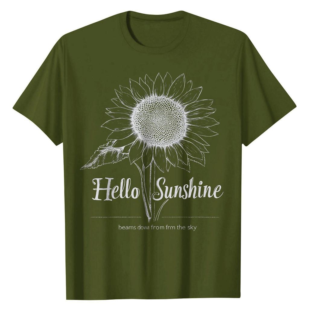 Women's Casual Fashion Street Slim Short Sleeve Sunflower Printed T-Shirt Top
