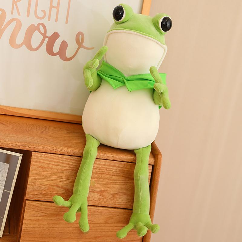 Kawaii Cloak Frog Plush Toy Soft Stuffed Animal Lovely Hat Big Eyes Anime Doll Baby Hug Pillow Children Boy Birthday Gifts