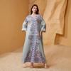 High-Density Beaded Print Muslim Abaya Dress