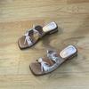 Sandales d'été pour femmes de style japonais, nœud creux, confortables, respirantes, élégantes, chaussures à talons carrés 2025, pantoufles