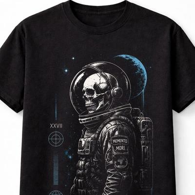 Skeleton Astronaut Space Horror Gothic Sci Fi Graphic Unisex TShirt