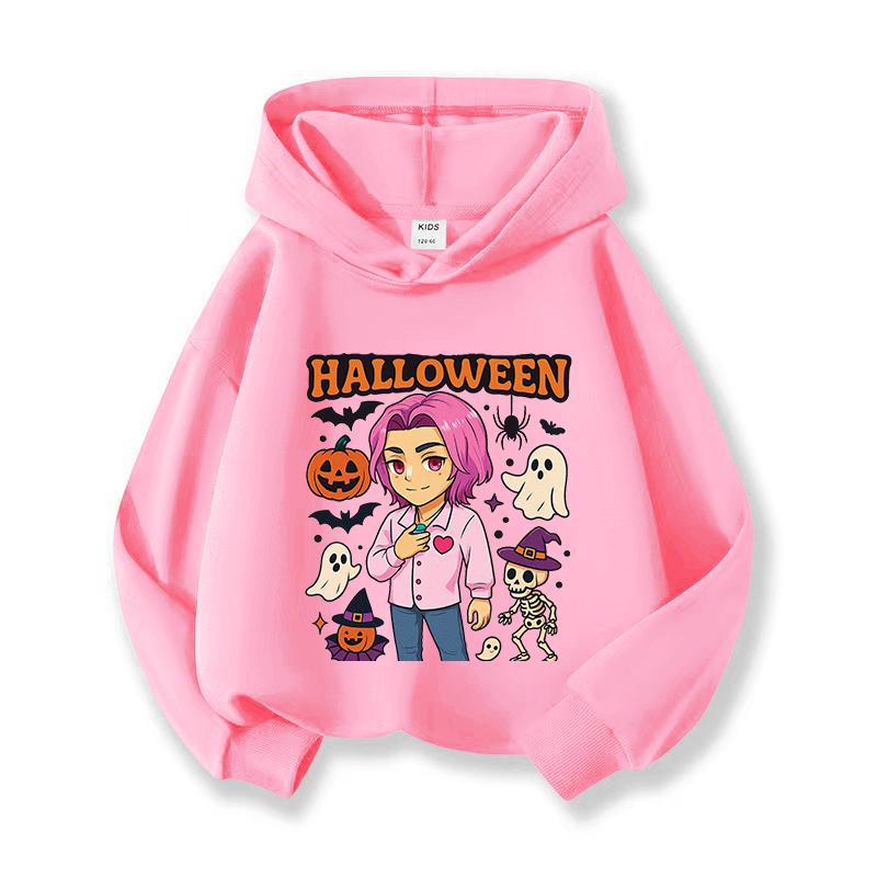 Kpop Witch Hunt Girls' Hoodies, Children's Spring and Autumn Hoodies, Fashionable and Versatile Cartoon Style Printed Thin Sweatshirts
