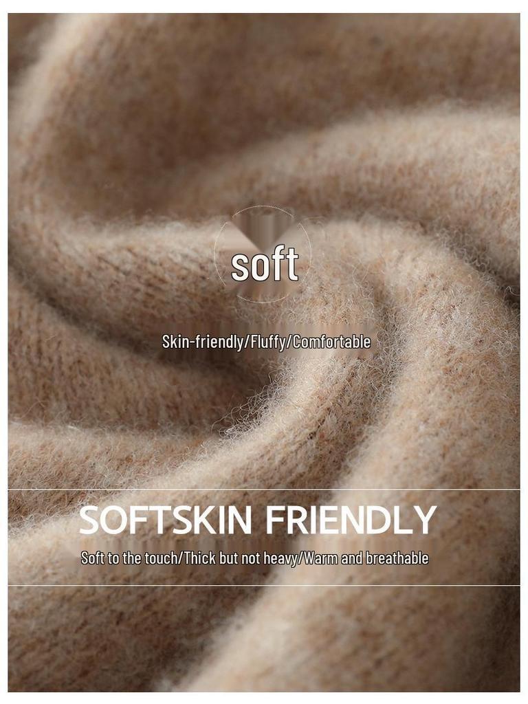 Men's 100% Australian Wool Round Neck Sweater - Skin-Friendly Business Casual Knitwear for Autumn/Winter.