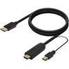 AISENS CABLE CONVERSOR A122-0641 DISPLAYPORT MACHO HDMI MACHO USB MACHO 10 cm + 1,8 m NEGRO