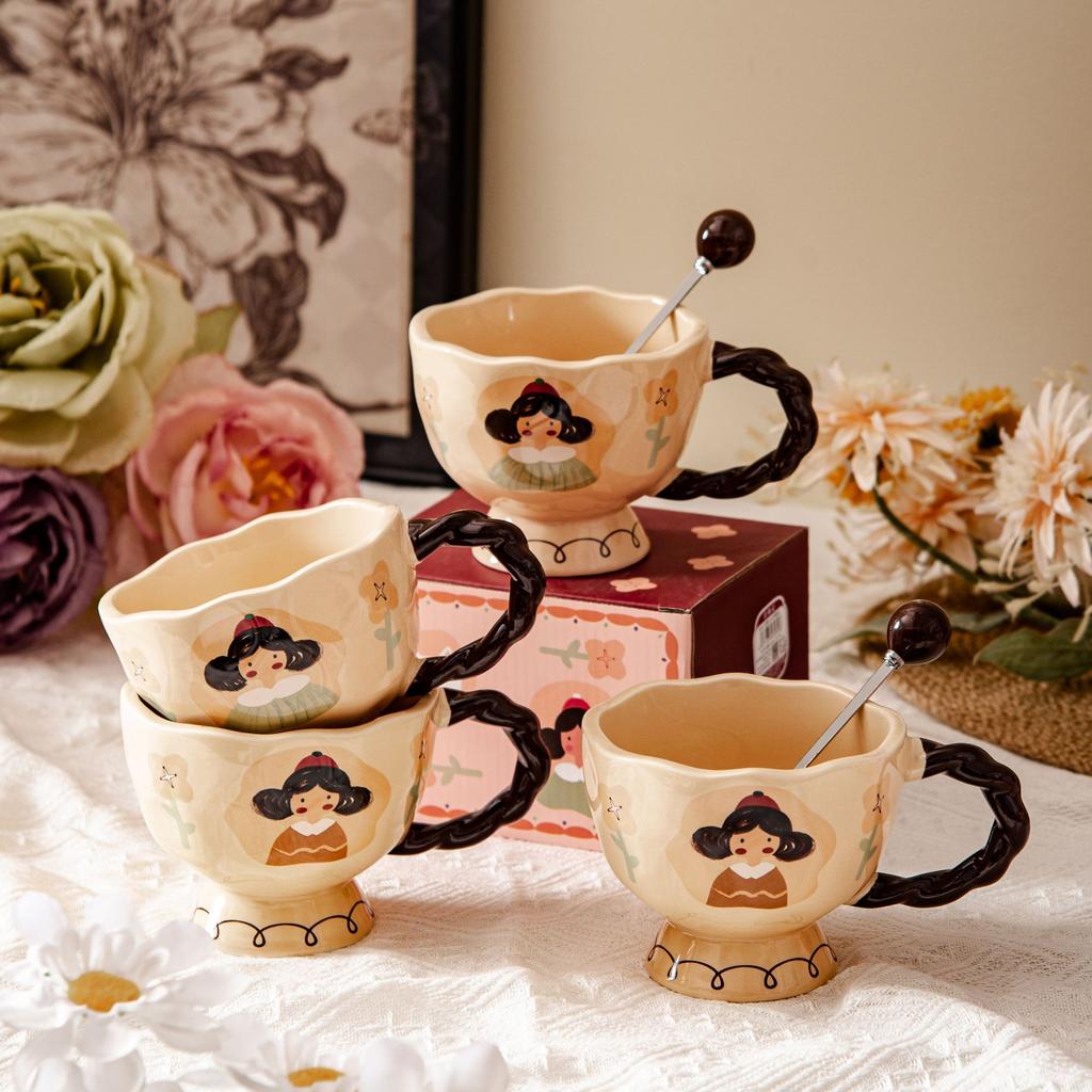 Retro Cardamom Girl Cute Mug Mug Creative Ceramic Cup Office Water Cup Coffee Cup Breakfast Milk