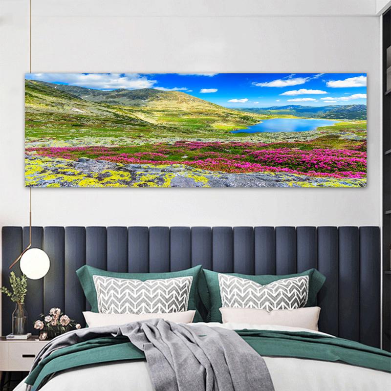 Bergsee Poster und Drucke Landschaft Leinwand Malerei Natur Baum Himmel Wand Kunst Bilder Wohnzimmer Home Decor kein Rahmen