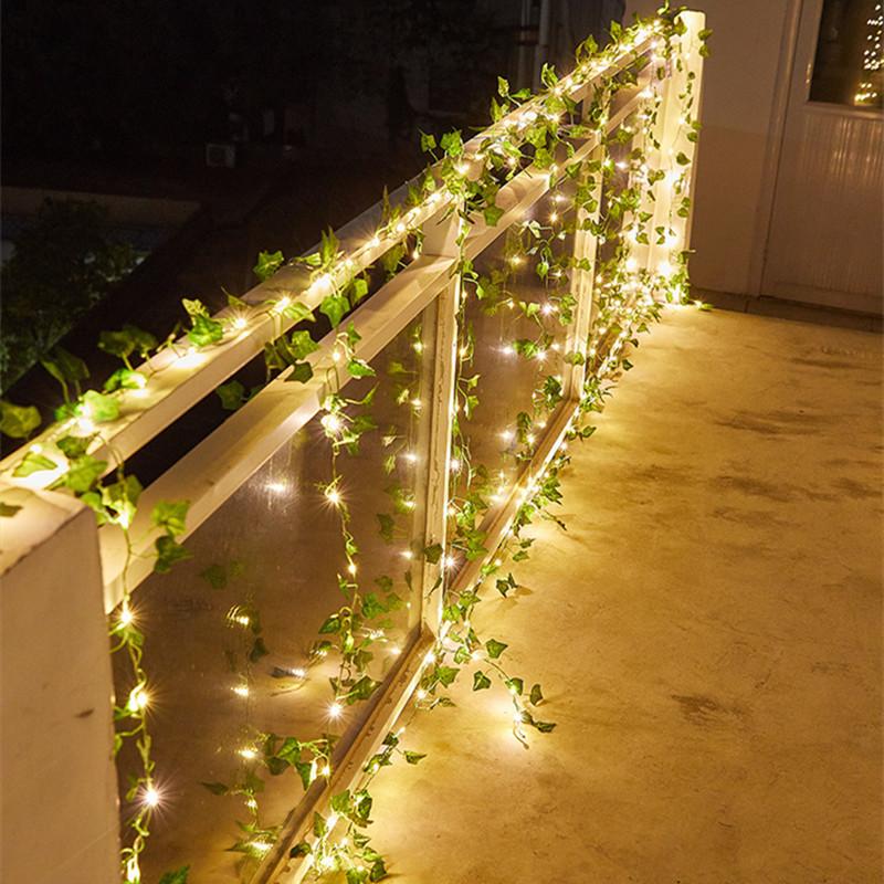 Flower Green Leaf String Lights Artificial Vine Fairy Lights USB Powered Christmas Tree Garland Light for Weeding Home Decor
