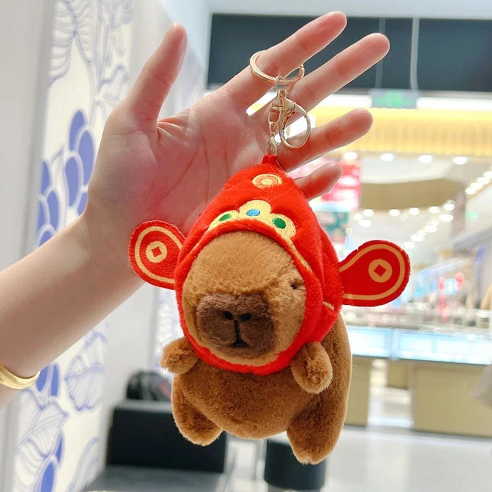 Cute Capybara Plush Keychain Backpack Pendant Toy Car Key Ring Decoration Accessories Kawaii Stuffed Doll Children Birthday Gift