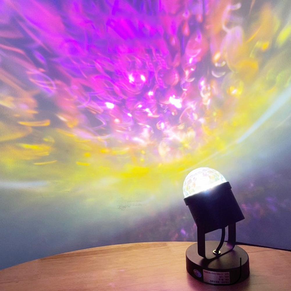 Water Ripple Desk Lamp RGB Projection Atmosphere Lamp Adjustable Dimmable Wall Spotlight for Bar Atmosphere Decoration