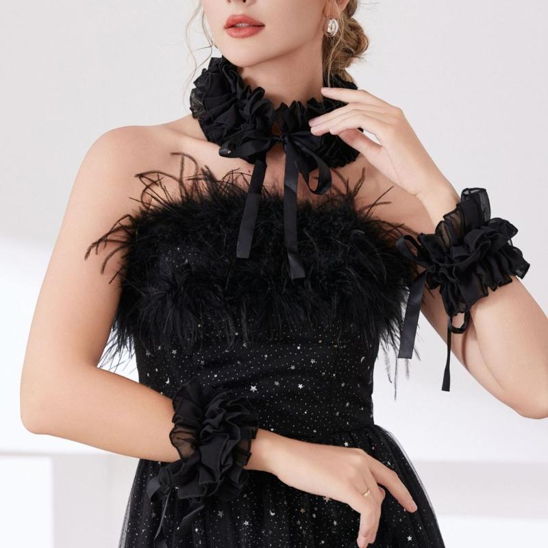 Ruffled Collar Girls Lace Victorian Collar Lapel Medieval Cosplay Victorian Ruffled Tie Collar