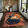 Electric Guitar Art Print Carpet with Rustic Wooden Background Design Suitable for Use As an Anti-slip for Living Room Bedroom Sofas