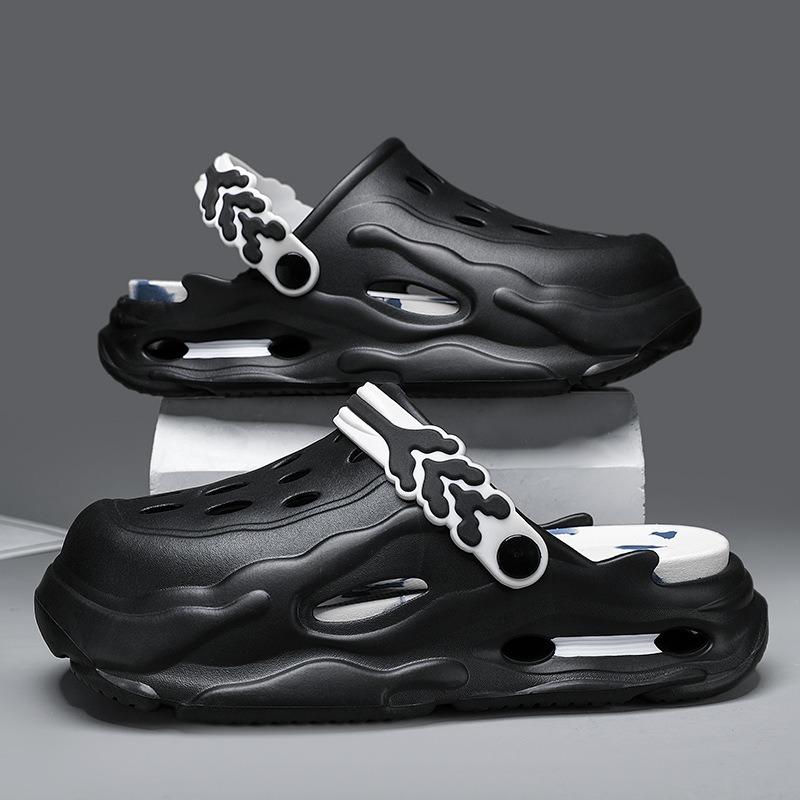 Personalized Couple EVA Hole Shoes Non-slip Wear-resistant Soft Elastic Heightening Sole Simple Leisure Outdoor