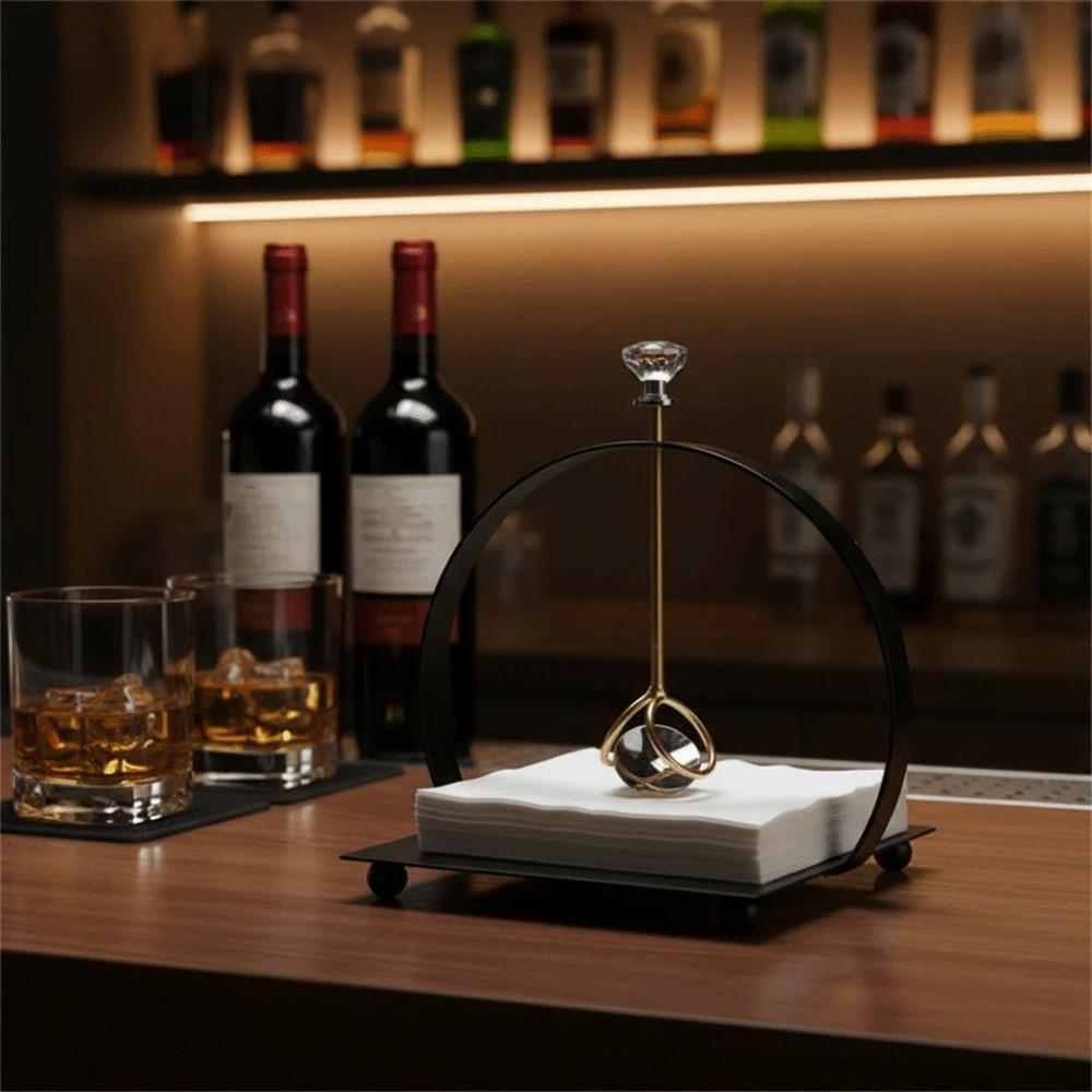 Display Rack Modern Napkin Holder with Handle Square Arch Bridge Napkin Dispenser Iron Durable Tissue Storage Box Cafe