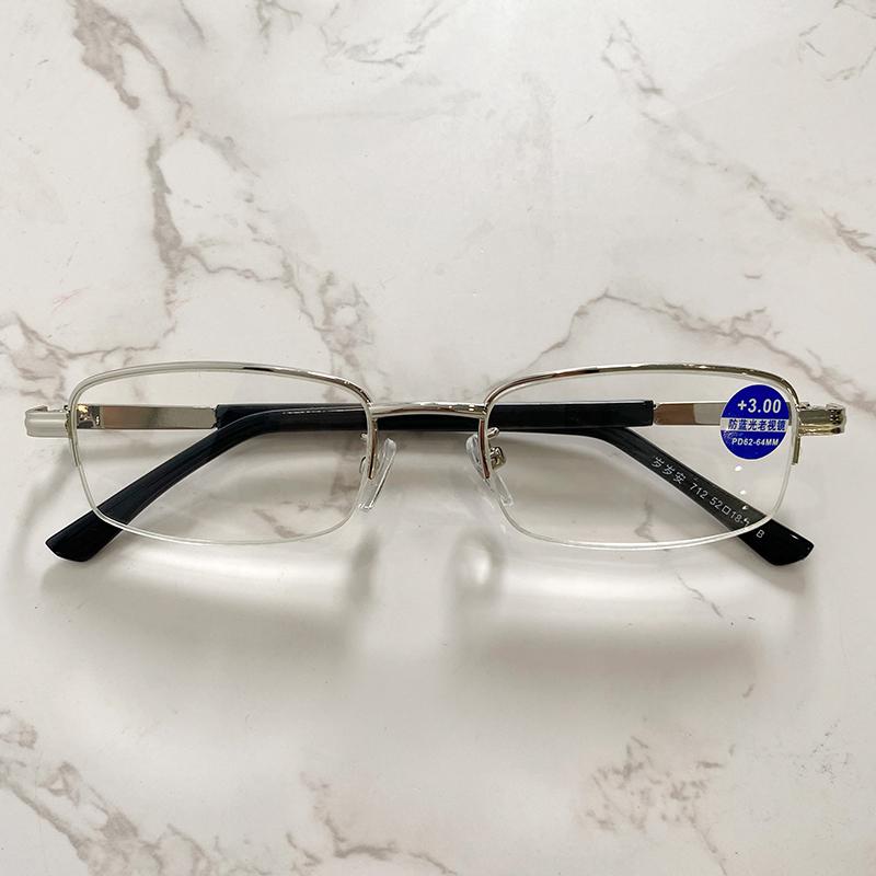 1829 Half Rim Metal Frame Presbyopia Minus 250 Blue Ray Blue Filter Supplier Glasses Women Corrective Reading Glasses