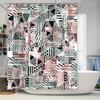 Geometric Pattern Shower Curtain Decorative Waterproof Bath Rug Liner for Home Bathroom Accessories In Pink Black