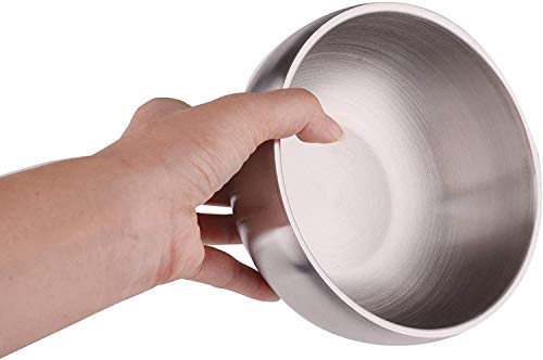 IMEEA Rice Bowls, Stainless Steel, Ramen Bowls, Noodle Bowls for Udon, Soba, and Buckwheat Noodles, Heat-Resistant, Double-Layered, 15.2cm, Set of 2,