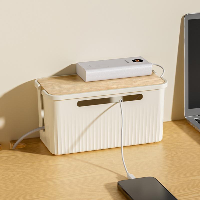 Kabelaufbewahrungsbox Schreibtisch Lade-Datenkabel Aufbewahrungsgerät Steckerbuchse Kabelmanagementgerät Schwarz Weiß Aufbewahrungs-Organizer-Set
