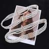 Metal Buckle Elastic For Girls Crystal Dress Decoration Women Waistband Korean Belt Faux Pearl