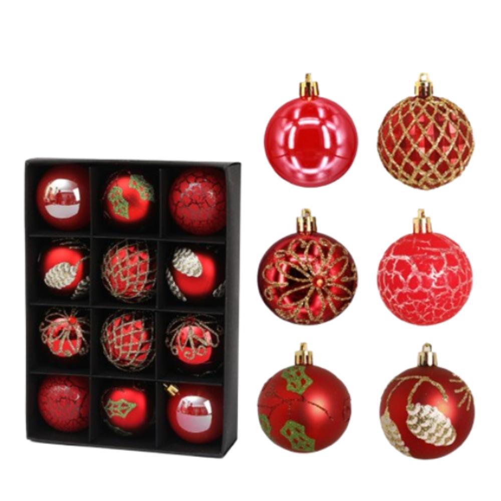 12pcs Shatterproof Painted Christmas Balls Pendant  Home New Year Festival Gift
