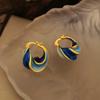 French Retro Enamel Glaze Spiral Drop Earrings Irregular Earring For Women Trendy Jewelry Fashion Accessories Gift