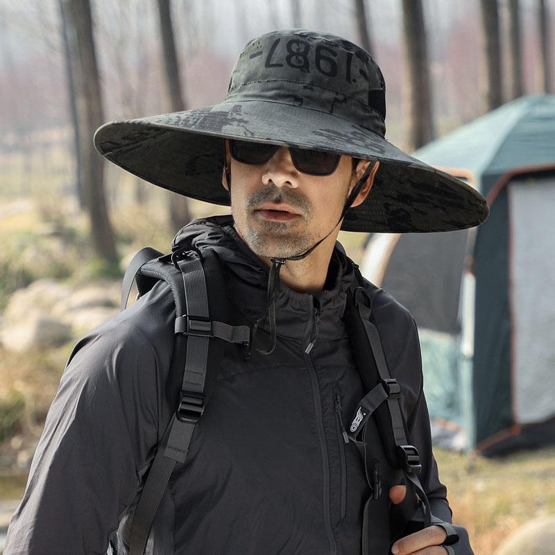 Men's Summer Outdoor Casual Sunhat Oversized Brim UV Protection Hat Outing Sports Fishing Hat