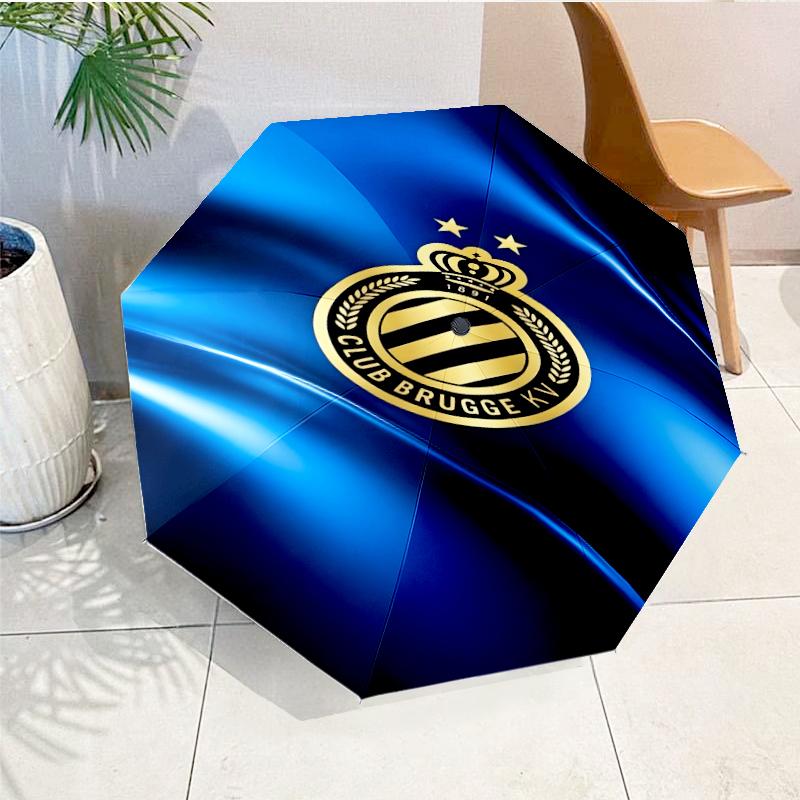 FC Brugge Crest Automatic Folding Umbrella - 8-Rib Travel Umbrella with Auto Open/Close & Portable, Gift for Christmas, Birthdays
