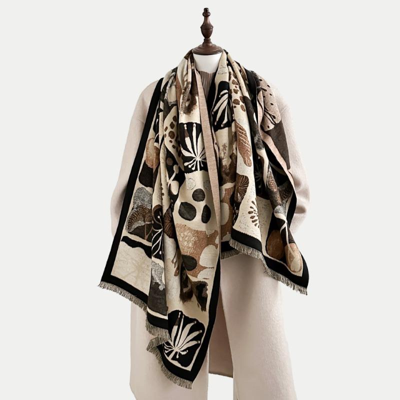 Winter New Imitation Cashmere Scarf Women's Abstract Art Oil Painting Warm Couple Scarf Air Conditioner Shawl