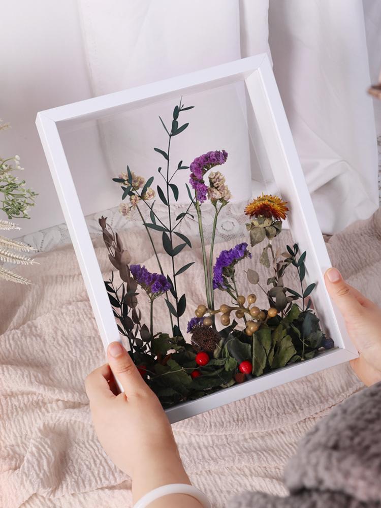 Dry flower photo frame DIY three-dimensional hollow frame Double sided dried roses eternal flowers placing dried flowers decor