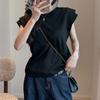 Summer white round neck short-sleeved t-shirt women's spring summer new design sense niche loose casual front shoulder look thin