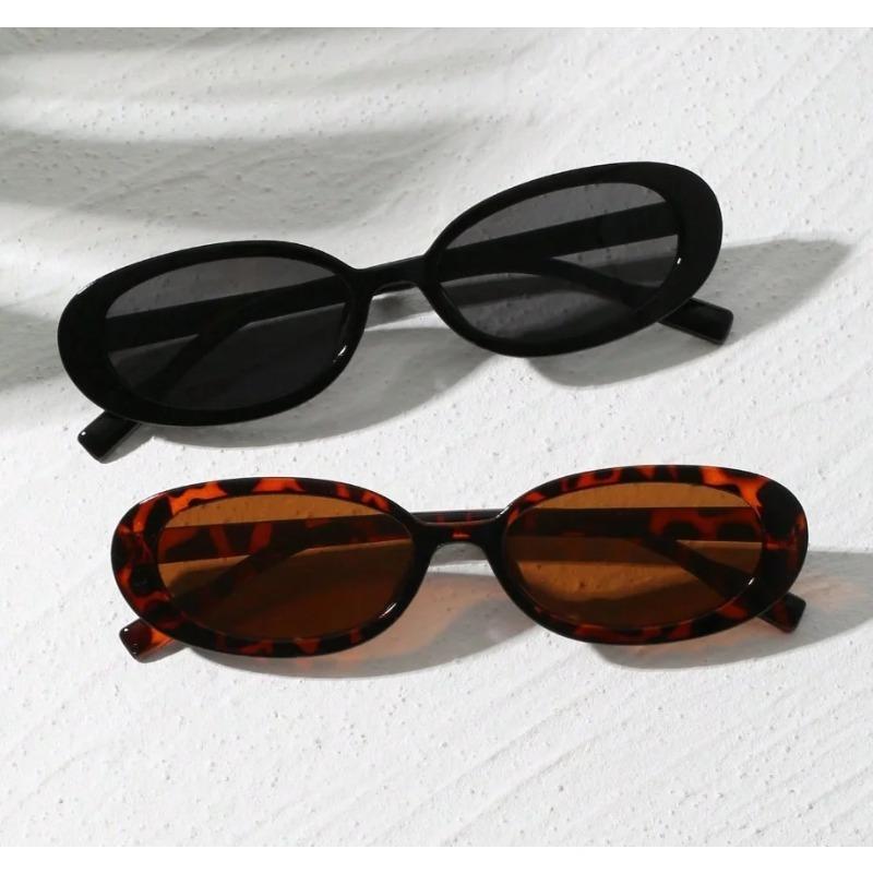 1pc Vintage Fashionable Small Frame Oval Shaped Plastic Sunglasses Outdoor Travel Beach Holiday