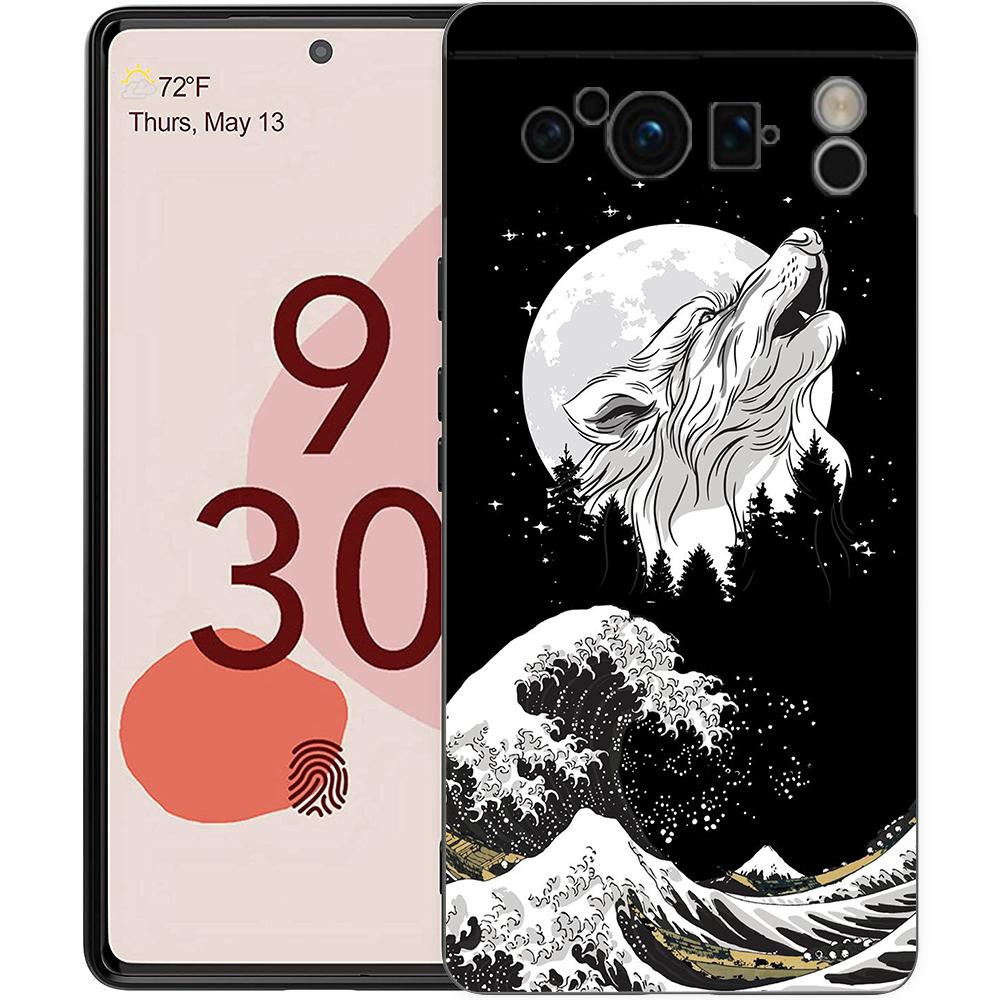 Golden Great Wave Kanagawa Surf Phone Case For Google Pixel 8 A 7 6 Pro Soft Shell For Pixel 6A Silicone Shockproof Black Cover